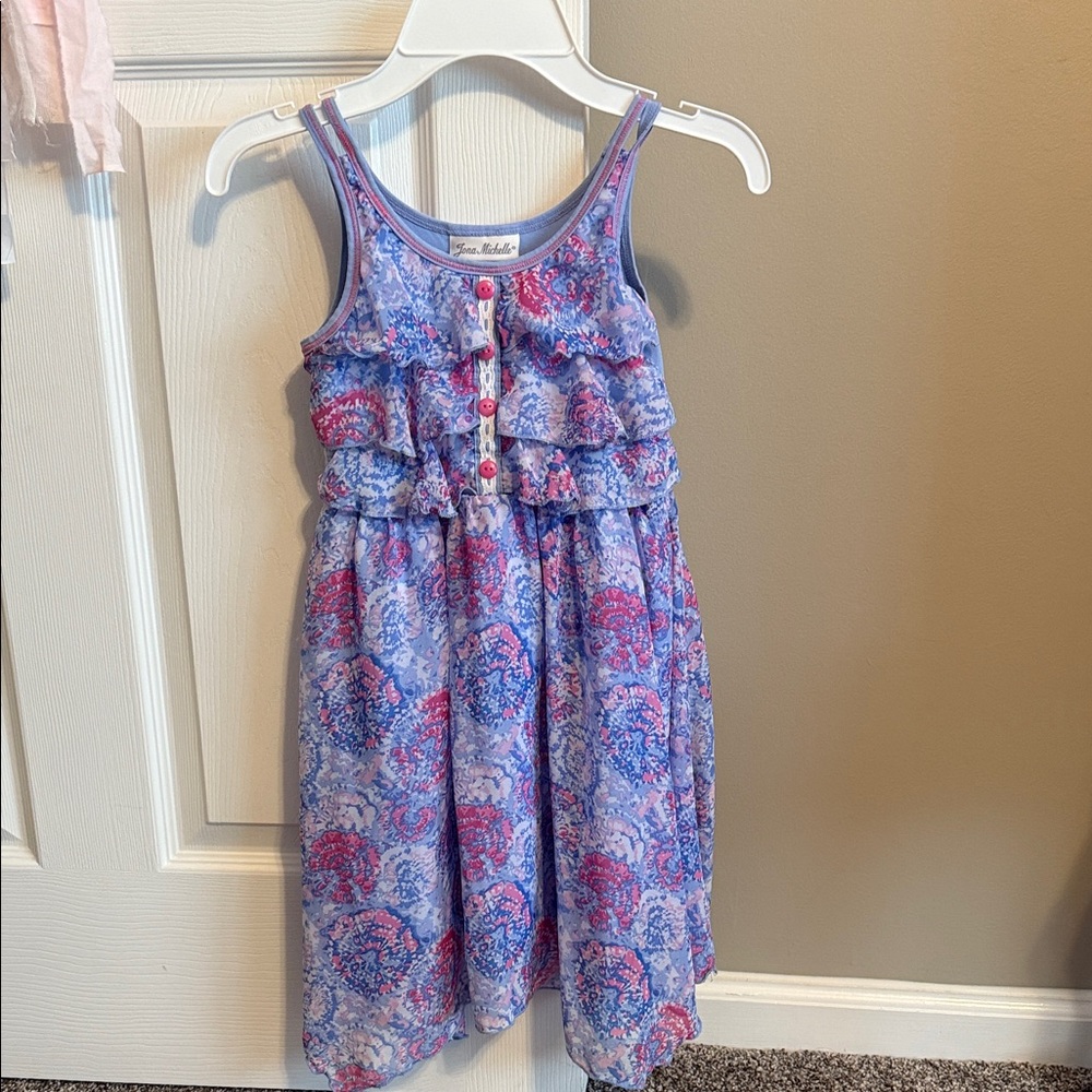 Jona Michelle Sleeveless Dress - Blue and Pink